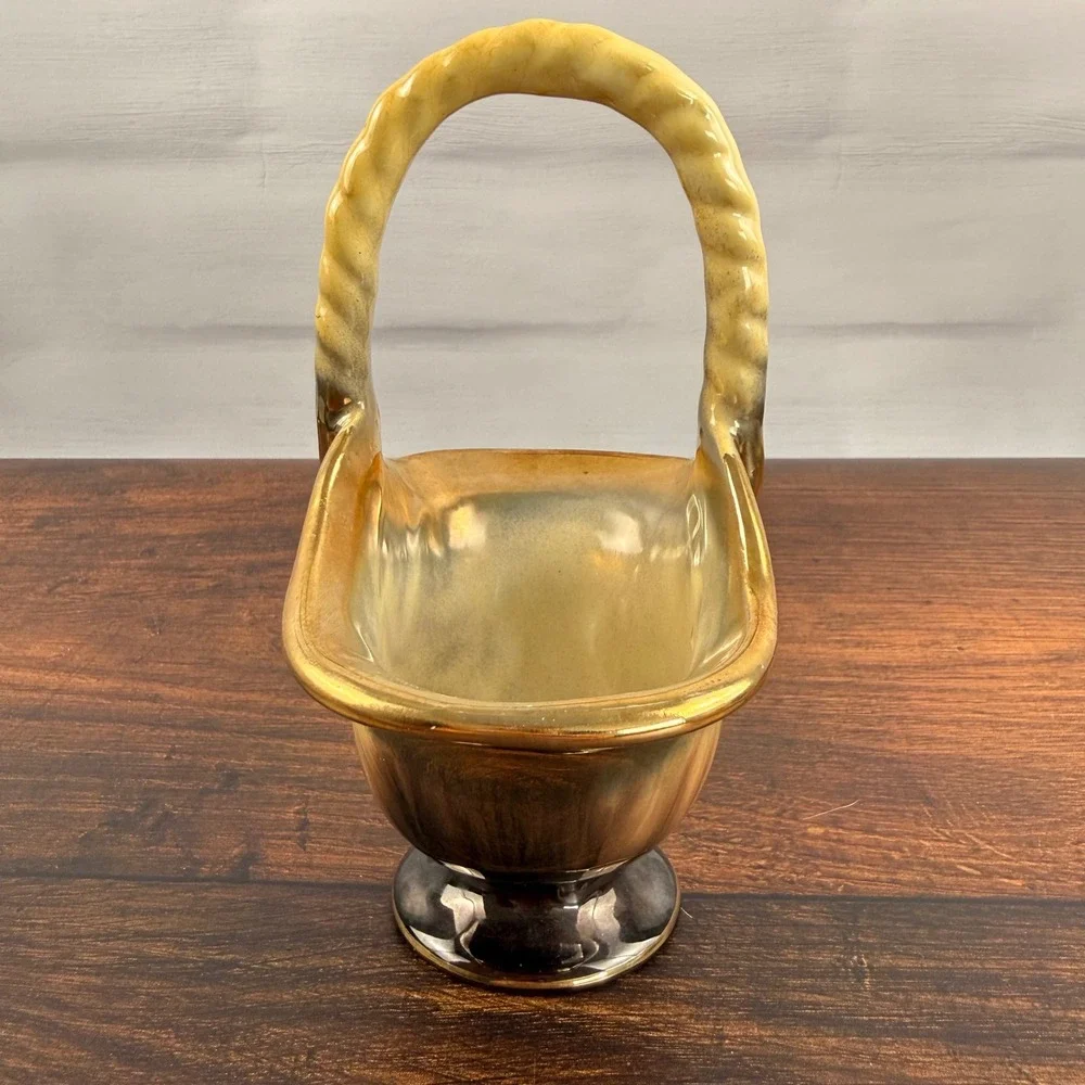 Bay Keramik 973 Basket West German Pottery Drip Glaze WGP